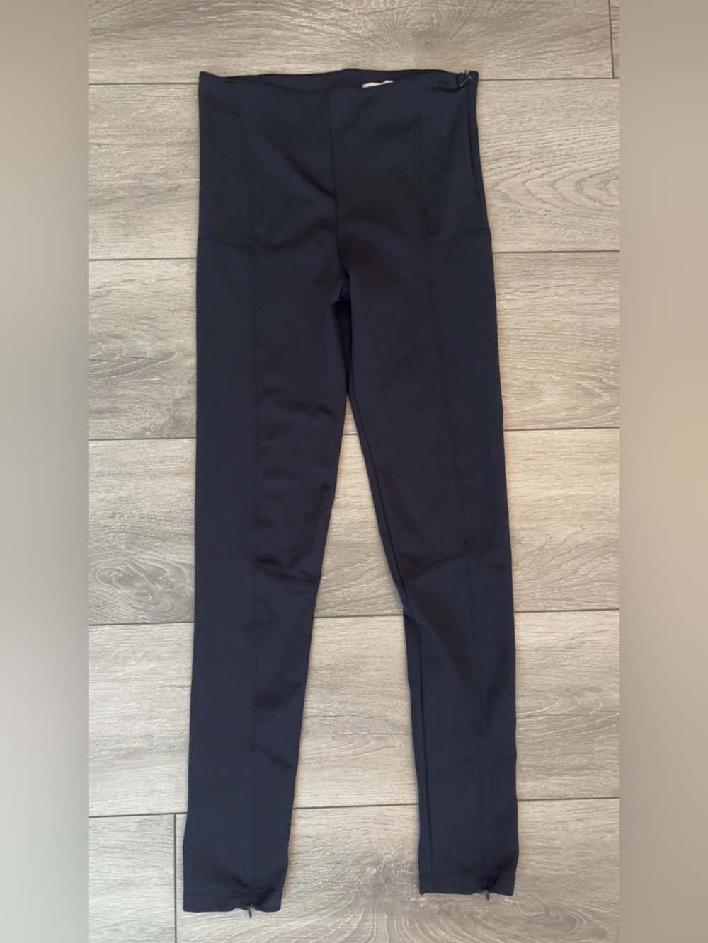 ZARA Size M Women’s Dark Navy Blue Solid Flat Front Leggings Pants Ankle Zippers